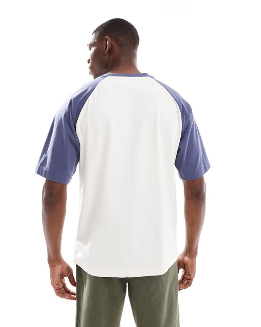 T-shirt raglan coupe carrée avec logo emblématique et passepoil contrastant - crème multicolore Hollister pour homme en coloris Black