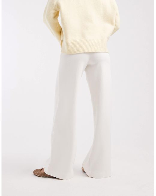 ASOS Natural Basic Wide Leg Interlock Jersey Trouser