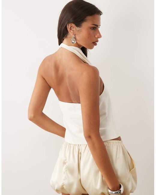 ASOS White Slinky Twill Cowl Neck Top