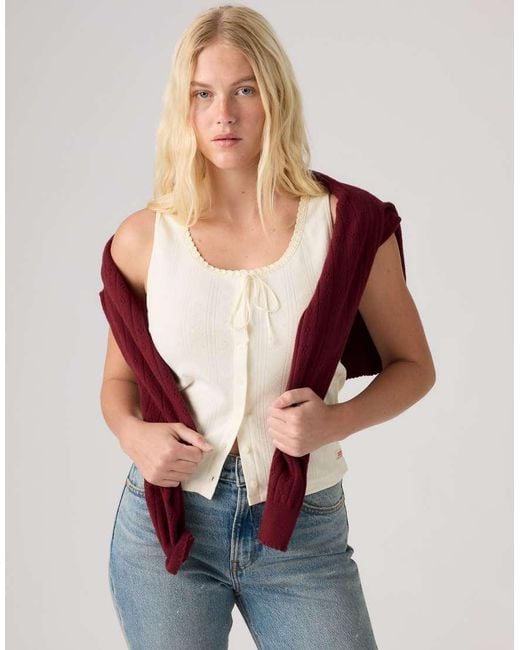 Levi's Blue Dry Goods Pointelle Lace Tank Top