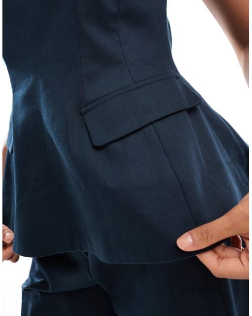 ASOS Blue Fitted Peplum Top With Tab Detail Co-Ord