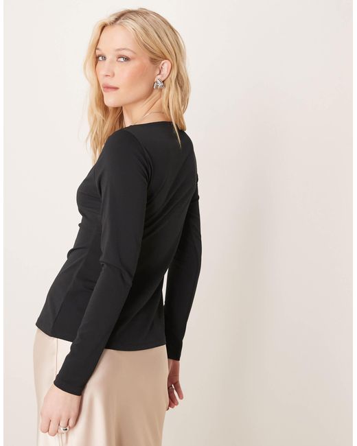 Abercrombie & Fitch Black Slash Neck Asymmetric Top