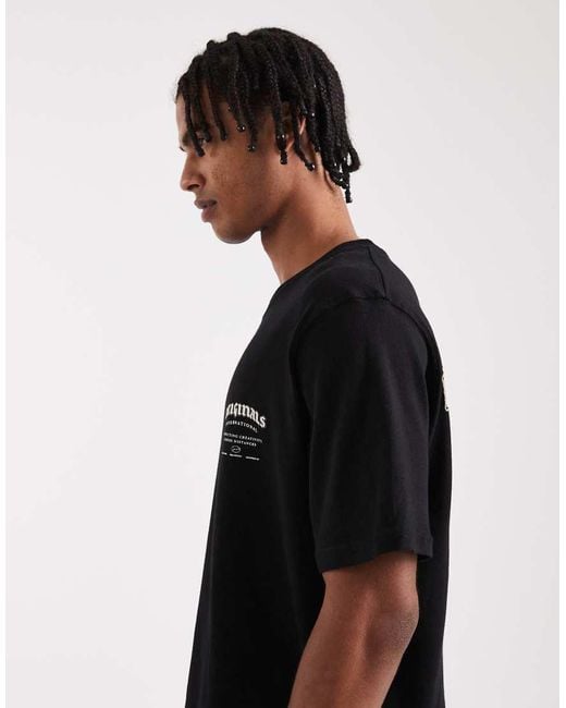 Camiseta Negra Extragrande Con Estampado "Originals" De Jack & Jones de hombre de color Black