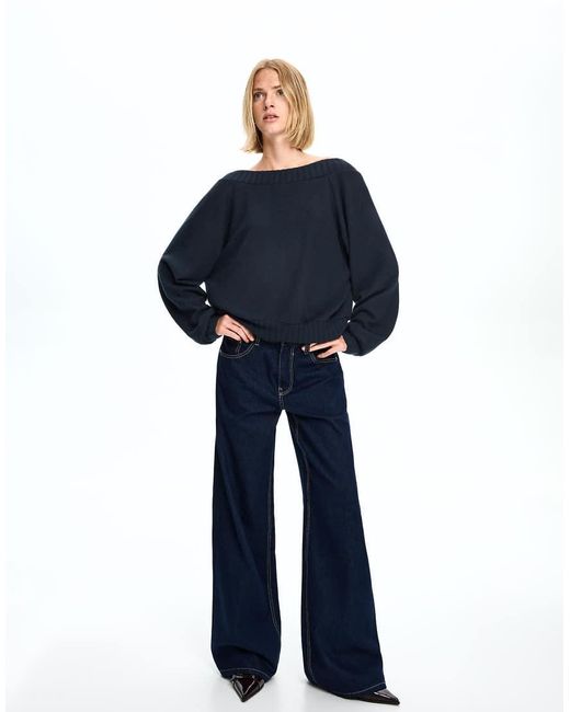 Bershka Blue Open-back Sweater