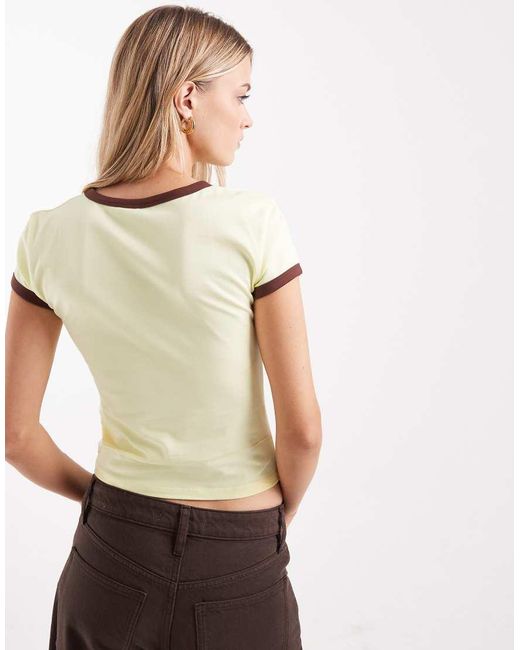 ASOS Natural Short Sleeve Baby Tee With Contrast Ringer