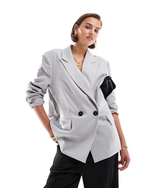 Vero Moda Gray Tailored Herringbone Blazer