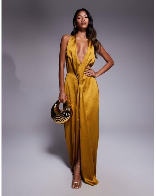 halter tie neck maxi dress