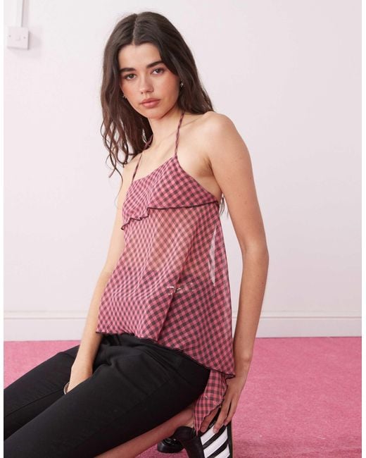 Collusion Pink Chiffon Halter Top