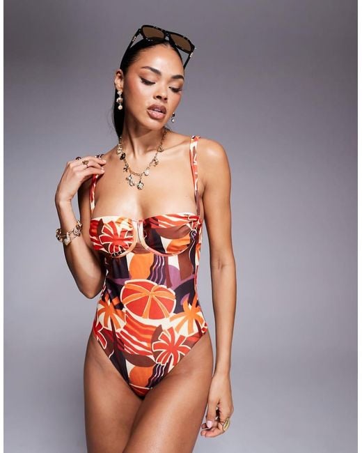 ASOS Multicolor Ava Underwired Balcony Swimsuit