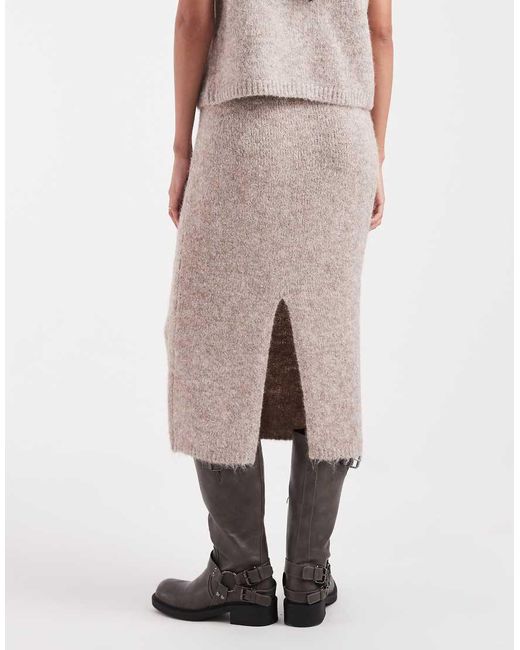 Object Natural Knitted Midi Skirt Co-ord