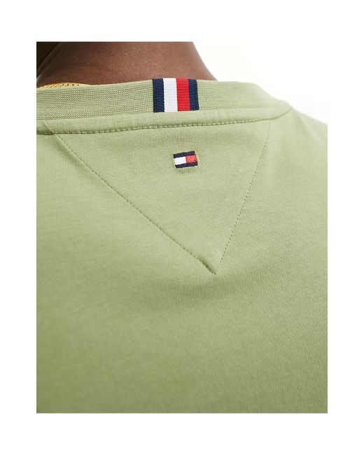 Tommy Hilfiger Green Logo Tipped T-shirt for men