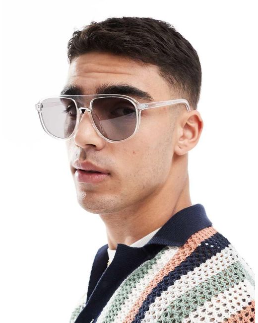 Occhiali Da Sole Aviatore Con Montatura E Lenti Fumé di ASOS in Multicolor da Uomo