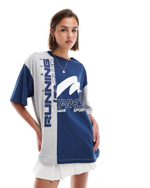 ASOS Blue Oversized T-shirt With Running Sports Graphic