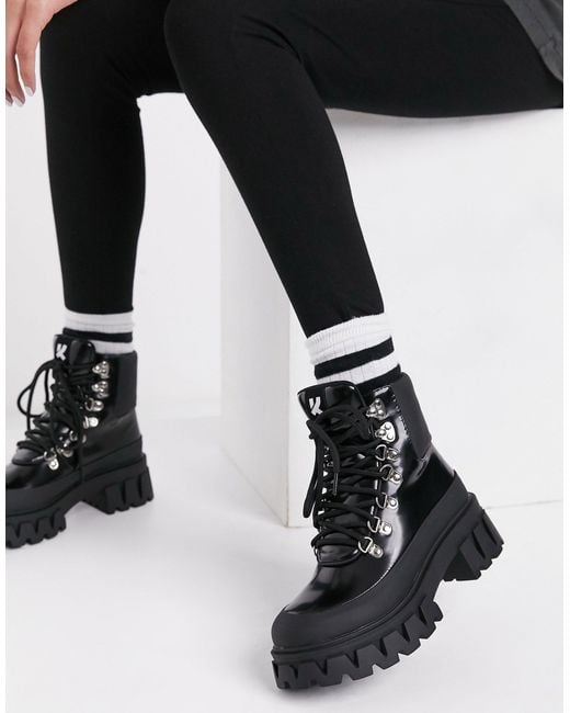 Koi Footwear Black Syndrome Chunky Hiker Boots
