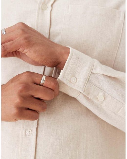 Camicia Comoda Testurizzata Con Colletto Squadrato di ASOS in Natural da Uomo