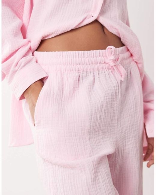 Jdy Pink Wide Leg Cheesecloth Pants