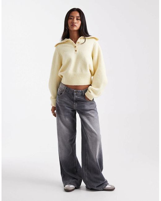 ASOS Natural Waisted Collar Jumper