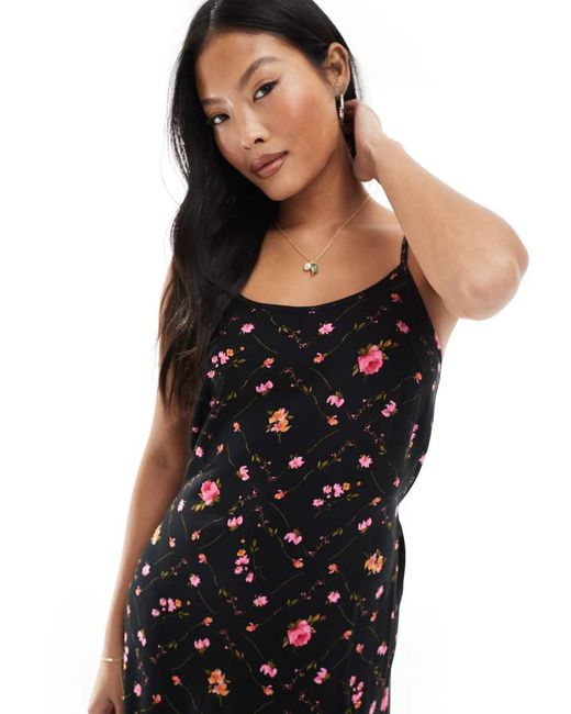 Miss Selfridge Black Strappy Scoop Neck Maxi Slip Dress