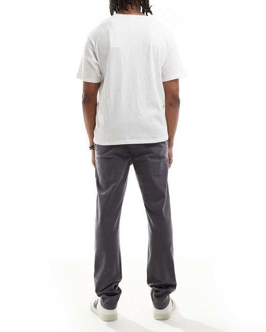 Threadbare White 'Castello' Cotton Slim Fit Chino Trousers With Stretch for men