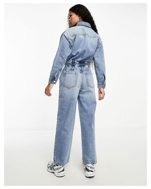 Miss Selfridge Denim Boiler Suit in Blue | Lyst