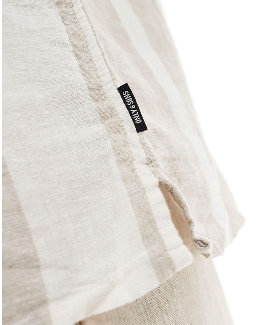 Only & Sons White Revere Collar Linen Mix Shirt for men