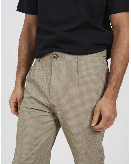 Brave Soul Natural Straight Leg Seersucker Trousers for men