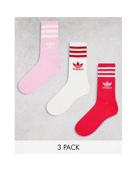 Adidas Originals Pink 3 Pack Crew Socks