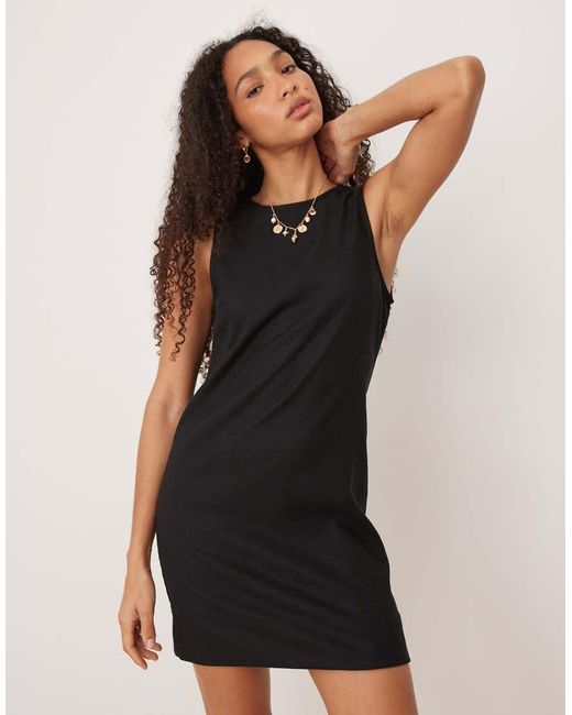 Pimkie Black Linen Blend Sleeveless Mini Dress