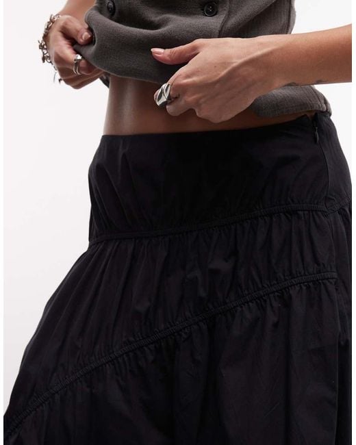 AllSaints White Nuria Gathered Pleated Midi Skirt
