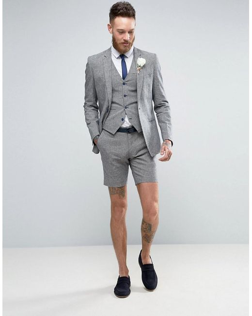 Short habillé ajusté pour mariage à motif pied-de-poule estival Only & Sons  pour homme en coloris Bleu | Lyst