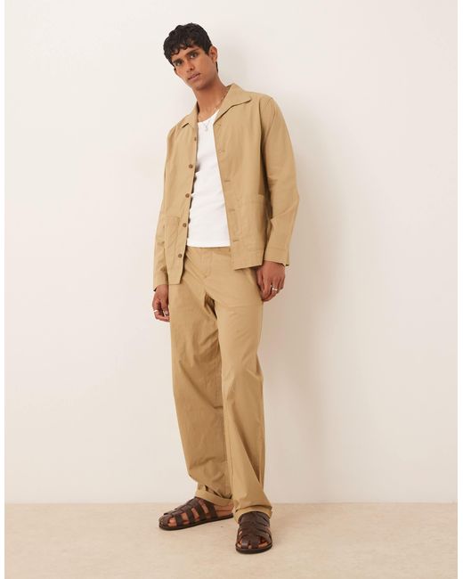 Mango – relaxed fit worker-jacke in Natural für Herren
