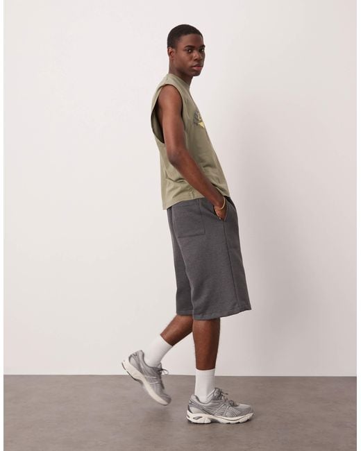 ASOS Gray Heavyweight Longer Length Shorts for men