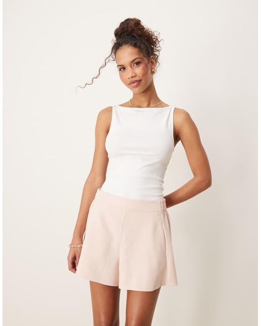 Gina Tricot Gladde Top Met Boothals in het White