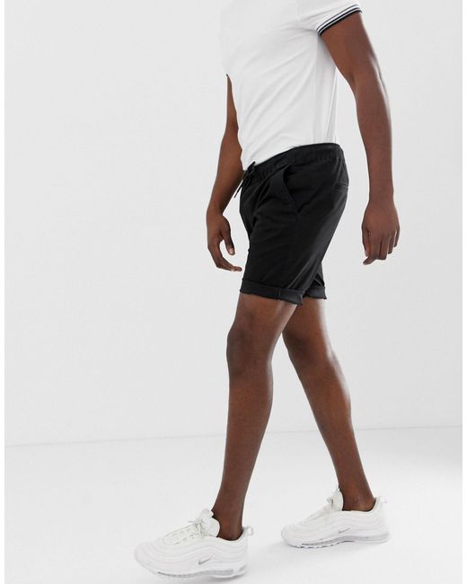 black skinny chino shorts