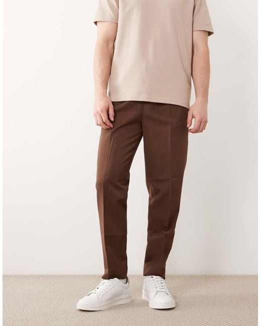 ASOS Pink Tailored Pull On Tapered Trousers for men