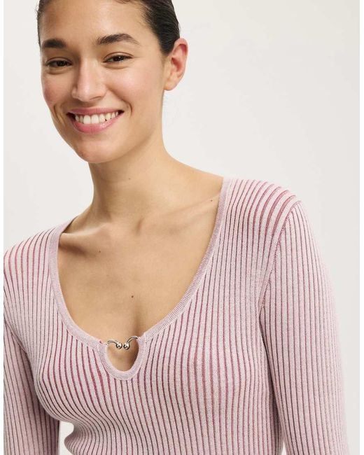 Cotton On Pink Two Tone Rib Keyhole Knit
