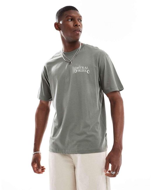 Only & Sons Gray Relaxed Fit T-shirt With Solar Back Print for men
