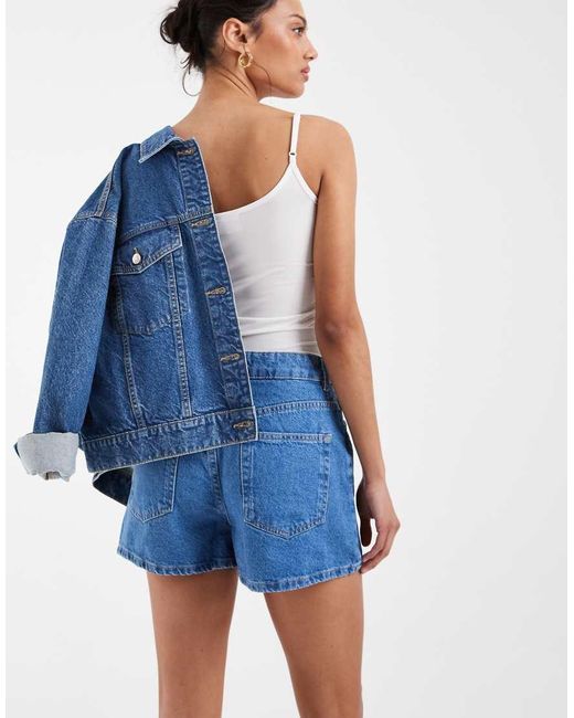 ASOS Blue High Waist Denim Shorts