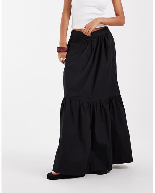 ASOS White Tiered Boho Maxi Skirt
