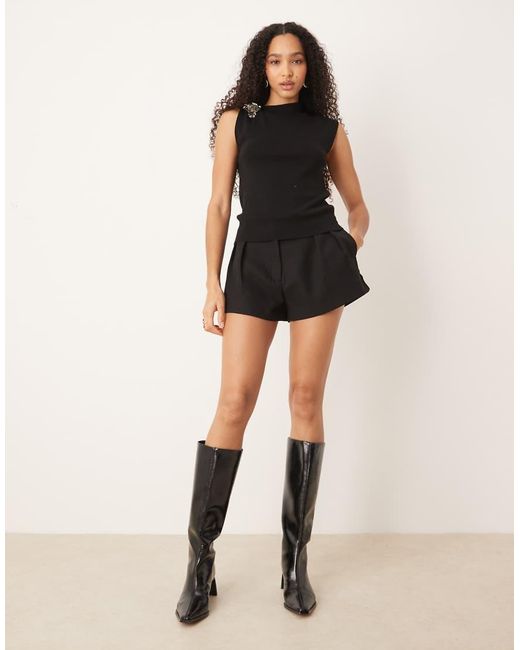 Mango Black Sleeveless Top With Hardware Detail