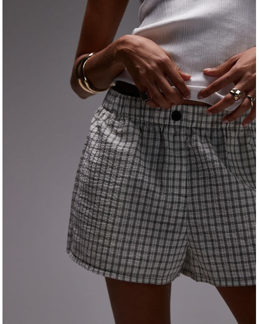 TOPSHOP Gray Pull On Crinkle Textured Boxer Short