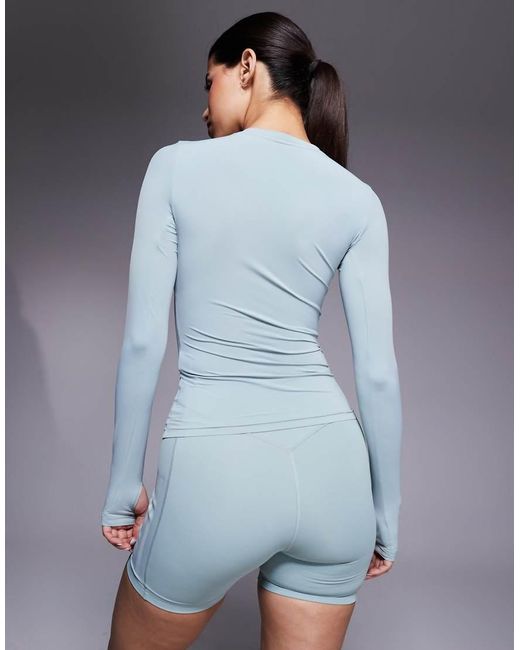 Adidas Originals Blue Adidas Training Power Essentials Long Sleeve Top