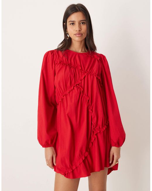 Ghospell Red – caro – minikleid aus strukturiertem baumwollmix