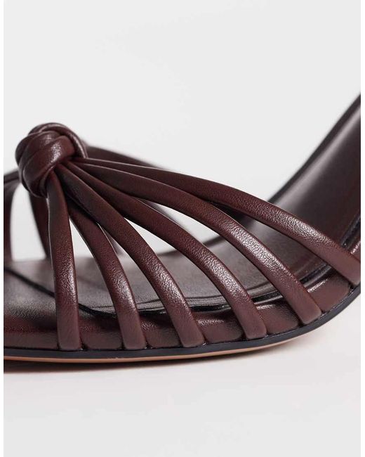 ASOS Metallic Heron Knotted Mid Block Heel Sandals