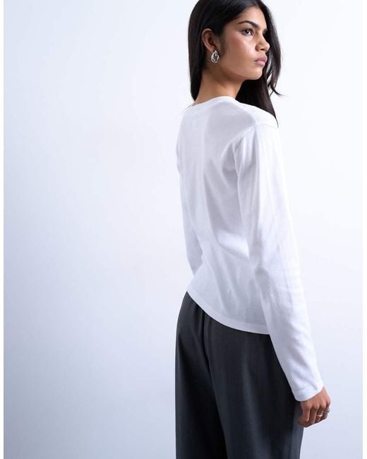 TOPSHOP White Long Sleeve Everyday Tee