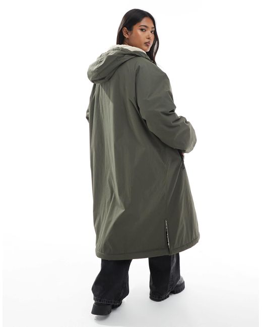 Asos design curve - trench long avec doublure en polaire - olive ASOS en coloris Gray