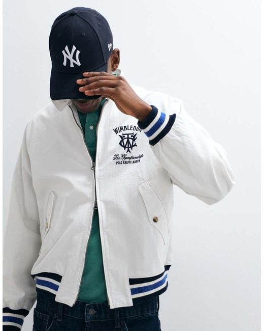 Polo Ralph Lauren White Wimbledon Capsule Embroidered Script Logo Back Print Jacket for men