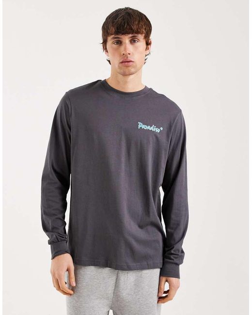 Only & Sons Blue Long Sleeve T-shirt With Floral Back Print for men