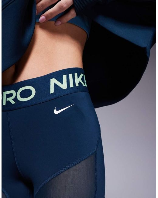 Nike Blue Nike Pro Training Sculpt High Waisted 3 Inch legging Shorts