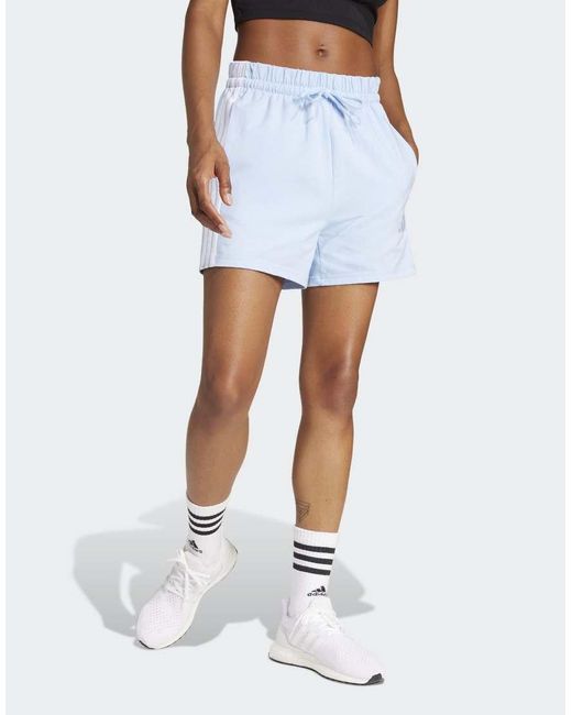 Adidas Originals White Essentials 3-Stripes Cotton Shorts